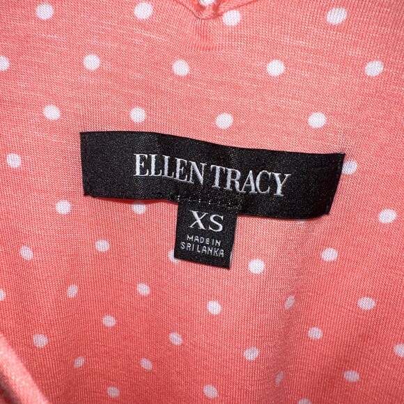 Ellen Tracy Sleeveless Lounge Shirt V-Neck Coral Polka Dot Women's X-Small - Picture 2 of 12